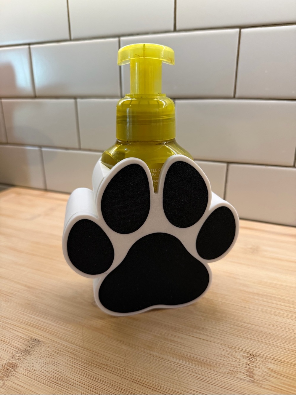 3D Printed White and Black Dog Paw Soap Holder